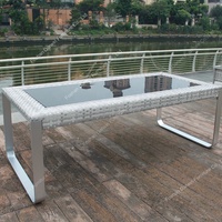 Ensemble de table à manger d'extérieur de luxe en aluminium et osier chaise de jardin en rotin chaise de salle à manger 6 places