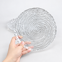 Assiettes en verre texturé transparent en spirale, irrégulières et rondes, pour desserts et fruits, en 2 tailles, vente en gros