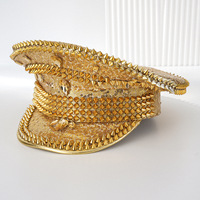 Casquette scintillante à sequins, rivets et strass or, argent, noir, marine pour performance scénique, soirée, boîte de nuit, vente en gros