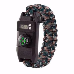 Brújula de Emergencia para Camping y Escalada, Reloj de Supervivencia, Pulsera Tejida con Correa Delgada, Silbato, Hebillas, Pedernal para Encender Fuego - Product Image 2