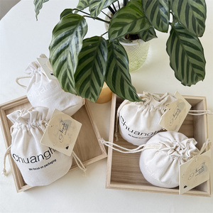 Sac en coton mousseline à fond rond avec cordon de serrage, imprimé avec logo personnalisé, pour emballage de bijoux, cadeaux, bouteilles, bougies en cire - Product Image 5