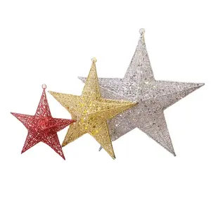 Metal 3D Star Decoration Glitter Hanging Christmas Party Home Artificial Hotel Metal 3D Star Decoration