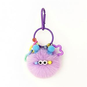 Wholesale <b>Ugly</b>-Cute Coal Ball Keychain - Cartoon Plush Pendant for Schoolbags Creative Student Gift - Product Image 1