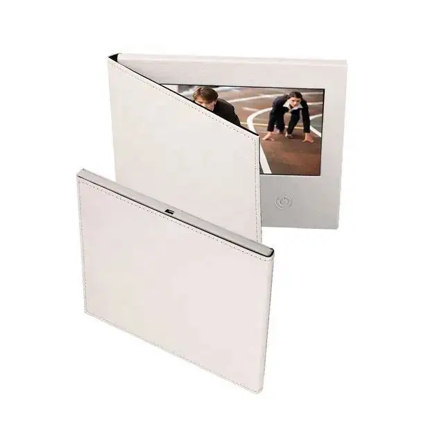 France Hardcover Digital Video Book Gift A5 Leather Paper Crafts 7 Inch Lcd Video Brochure Card