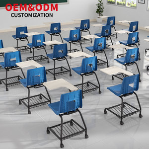 Đồ nội thất thương mại cung cấp Ghế nhựa bằng gỗ văn bản Pad bảng với bánh xe sinh viên Bàn và ghế Bộ - Product Image 1