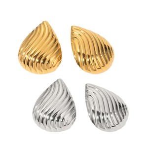 ต่างหูทรงหยดน้ำสแตนเลสสตีล สีทองและสีเงิน แฟชั่นต่างหูแบบห้อยสำหรับงานปาร์ตี้ - Product Image 5