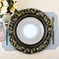 Assiettes à dîner et sous-verres à motifs de style européen, vente en gros, assiettes décoratives en plastique pour les fêtes et les célébrations