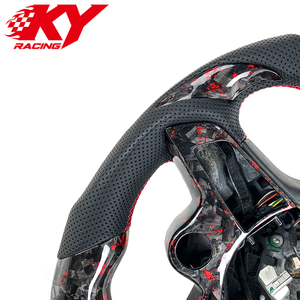 Customized red forged carbon fiber black leather sports steering <b>wheel</b> for Alfa Romeo Giulia Stelvio - Product Image 2