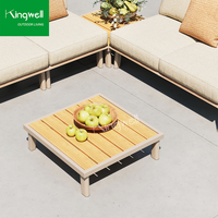 Salons de jardin vintage en aluminium avec table basse, ensembles de canapés modulaires en forme de L pour jardin, cour, hôtel