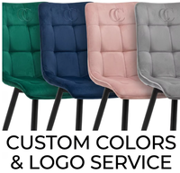 Chaises de salle à manger de luxe en velours rembourrées, couleur personnalisée, logo, coussin épais en éponge souple, pour la maison, le bureau, la salle de sport