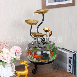 Pecera de Vidrio de Escritorio con Fuente de Agua Corriente, Redonda, Automática, Fácil de Limpiar, Regalo Empresarial - Product Image 2