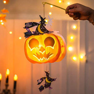 Kit de lanternes citrouilles en papier DIY pour enfants Halloween, lampe LED portable pour décoration maison, bar, fête, fournitures de festival personnalisées, vente en gros - Product Image 5