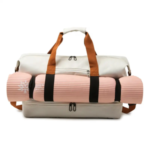 Logo personnalisé femmes toile Gym Fitness sac polochon voyage chaussures fourre-tout compartiment Weekender nuit fourre-tout grande capacité sac de voyage
