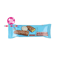 Barres de chocolat halal personnalisées en gros, collation pour enfants, biscuits gaufrettes enrobées de chocolat au lait et de noix de coco râpée