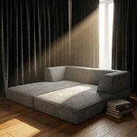 Neues Modernes Klappbares Doppel-Schlafsofa mit Futon-Mechanismus, Wandelbares Wohnzimmer-Apartment-Möbelstück, Platzsparend mit Schaumstoffpolsterung