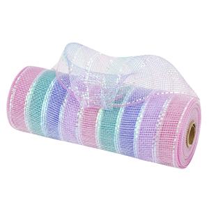 Midi prezzo all'ingrosso di fabbrica vacanza giorno di pasqua nastro decorativo a rete gradiente metallico 10 pollici Deco <span class=keywords><strong>Poly</strong></span> <span class=keywords><strong>Mesh</strong></span> Rolls per ghirlanda - Product Image 4