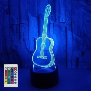 Lámpara Decorativa con Ilusión Óptica 3D de Guitarra, Lámpara Táctil con USB, Luz Nocturna LED de 16 Colores Cambiantes, Decoración Musical para Fiestas, Regalos para Amantes de la Guitarra - Product Image 1