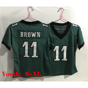 Ingrosso gioventù di alta qualità philello ricamo maglia da Football americano breve rapido secco 11 A.J. Cuciti per bambini marroni - Product Image 2