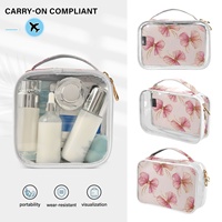 Ensemble de 2 trousses de toilette transparentes en PVC, motif floral hawaïen Lehau, mini sacs cosmétiques, organiseurs de maquillage, pochettes de voyage
