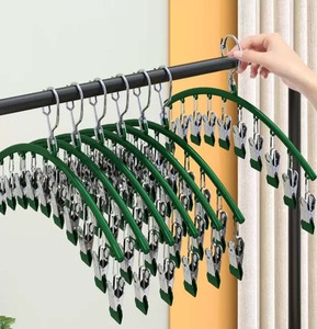 DS5578 10 clips en acier inoxydable cintres peu encombrants organisateurs de placard Legging organisateur pour placard métal Clips pantalon <span class=keywords><strong>cintre</strong></span> - Product Image 6
