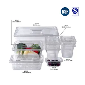 Full Size 1/1 1/2 1/3 1/6 1/9 PC Polycarbonate Gastronorm Gn Containers PC Food Pan Kitchen Container