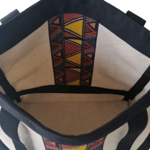 NAWOU Ugandan Artisan Handmade Fabric Tote <b>Bag</b> African Tribal Geometric Casual Handbag - Product Image 4