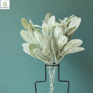 Bó Hoa Cô Dâu Đám Cưới Bằng Vải Flanen Bằng Nhựa Màu Trắng Cây Xanh Lá Cây Lanata Nhân Tạo Trang Trí - Product Image 3