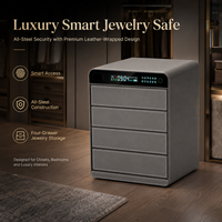 Coffre-fort électronique pour bijoux avec clavier à 12 touches, capteur d'empreintes digitales semi-conducteur et panneau en verre trempé