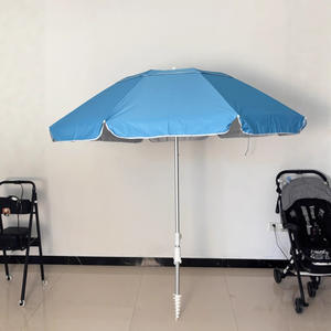 Sombrilla de Playa Plegable Portátil de 6.5 pies, con Tres Secciones Telescópicas, Anclaje para Arena, Protección Solar para Exteriores, Moderna - Product Image 4