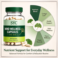 Gélules Véganes de Ginkgo Biloba (60 Capsules) pour la Mémoire et la Concentration – Complément Cérébral Personnalisable OEM