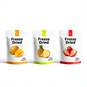 Sacchetti Biodegradabili Richiudibili in Alluminio per Snack di Banana, Mango e Fragola Liofilizzati Personalizzati - Product Image 2