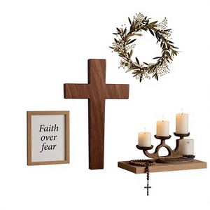 Sculpture murale en bois minimaliste personnalisée de haute qualité, décoration religieuse pour la maison, salon, occasion de naissance, Art déco - Product Image 2