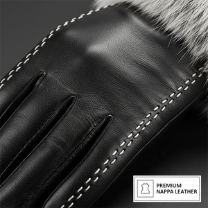 Gants d'hiver Zeyu pour <span class=keywords><strong>femme</strong></span> en peau de mouton, cinq doigts, épaissis, ornés de fourrure de lapin mignonne, luxueux, en cuir véritable, décontractés pour le quotidien - Product Image 5