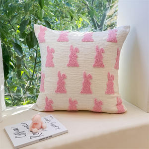 Fundas de Almohada Decorativas con Diseño de Conejito y Lazo Rosa Estilo Nórdico, Fundas de Cojín Acolchadas para Cuarto de Niños, Decoración de Sofá - Product Image 3