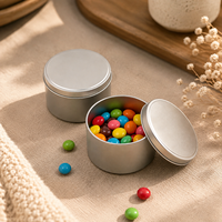 Boîte en étain ronde argentée, diamètre 103 x 60 mm, qualité alimentaire conforme FDA, impression personnalisée, réutilisable, vente en gros pour l'emballage de bonbons