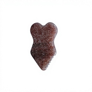 Masajeador facial personalizado con forma de onda de piedra Gua Sha de cuarzo de fresa para adelgazar el cuerpo herramienta de terapia física para Spa facial y de pies - Product Image 5