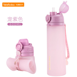 Botella de Agua Plegable de Silicona 2026, 600ML, Libre de BPA, Taza Deportiva Portátil, Tapa con Pajita Antiderrames, Apta para Microondas, Diseño Moderno - Product Image 2