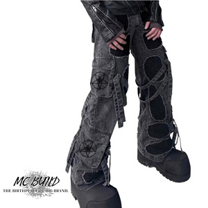 MC BUILD New Trend Multi Belt Broken Custom Baggy <span class=keywords><strong>Jeans</strong></span> Tallas grandes <span class=keywords><strong>Jeans</strong></span> para hombre con parches y diseño de bolsillos - Product Image 2