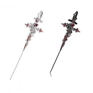 Fashion Dark Gothic Punk Rose Cross Thorn <b>Stud</b> <b>Earrings</b> Alloy Women's <b>Crystal</b> Rhinestone - Product Image 6