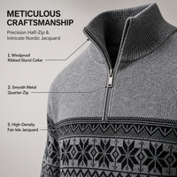 Pull jacquard d'hiver pour homme OEM, gris, demi-zip, col montant, manches longues