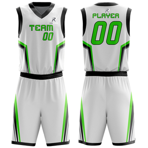 Ensemble de maillots de basket respirants 100 % polyester, col en V, unisexe, personnalisables par sublimation. - Product Image 4