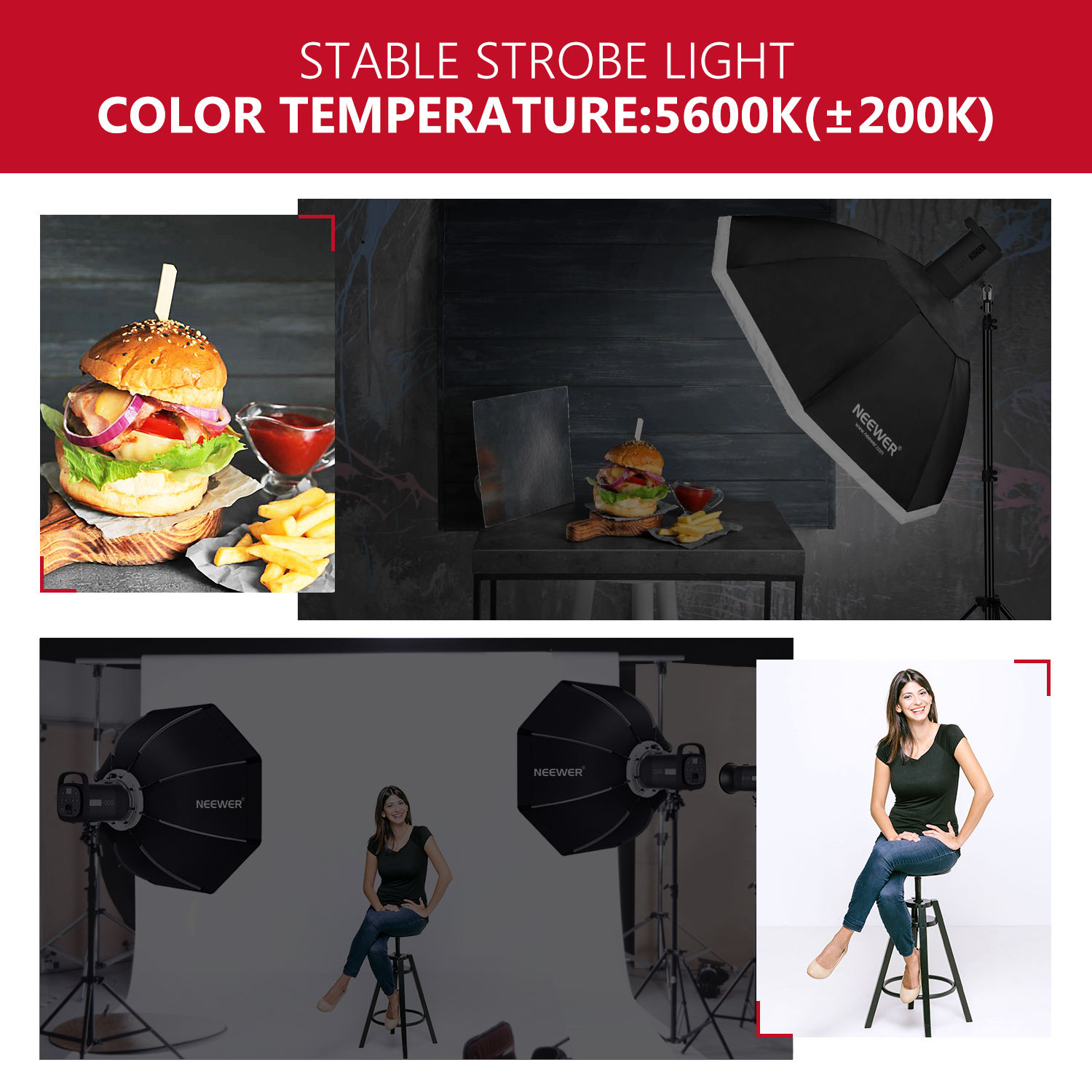 Neewer S101-300W Studio Moonlight Strobe Flash Light - 5600K