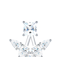 Boucles d'oreilles pendantes avant-arrière en argent sterling 925 avec moissanite taille princesse et taille poire pour femme, couleur D, pureté VVS1