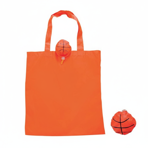 Borsa Pieghevole Riutilizzabile Media per la Spesa, a Forma di Pallone da Basket, con Logo Personalizzato Stampato, in Poliestere - Product Image 2