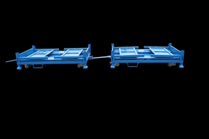 Chariot de stockage mobile pliable et empilable en acier Q235, personnalisable, avec cage en panneaux d'acier, remorquable - Product Image 3