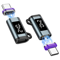 Adaptor USB C Magnetik 240W 24Pin dengan Layar Digital, 80Gbps USB4.0, Konverter Video 16K60Hz, OTP Universal untuk Perjalanan, Laptop, Kamera, Berbagai Merek