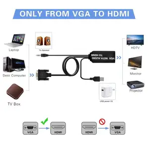 1.2M 4FT Full HD 1080P VGA a HDMI Adattatore VGA2HDMI Audio Video Cavo del Convertitore con 3.5mm Audio per HDTV Monitor del PC Proiettore