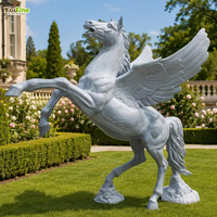 Sculpture de cheval Pégase grandeur nature YouFine, cheval volant en bronze avec des ailes, statue pour jardin extérieur, parc, hôtel, villa, décoration