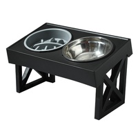Support surélevé pour gamelles de chien, hauteur réglable, avec double gamelle en acier inoxydable, antidérapante, pour nourriture et eau pour chiens