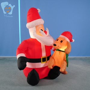 4 pies 1,2 m Iluminado Patio Césped Bajos Decoraciones navideñas al aire libre Inflable Papá Noel y perro - Product Image 2